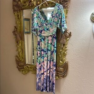 Lilly Pulitzer Floral Double V-Neck Maxi Dress